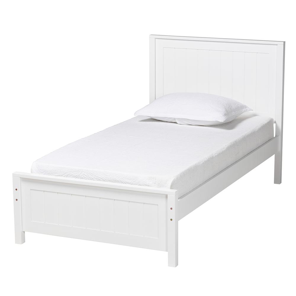 Neves Classic and Traditional White Finished Wood Twin Size Platform Bed. Picture 10