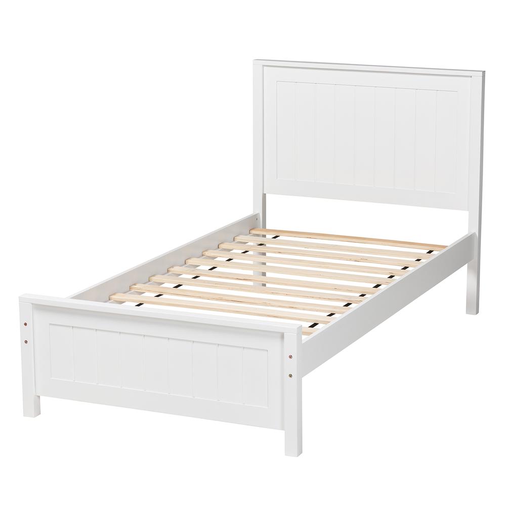 Neves Classic and Traditional White Finished Wood Twin Size Platform Bed. Picture 12