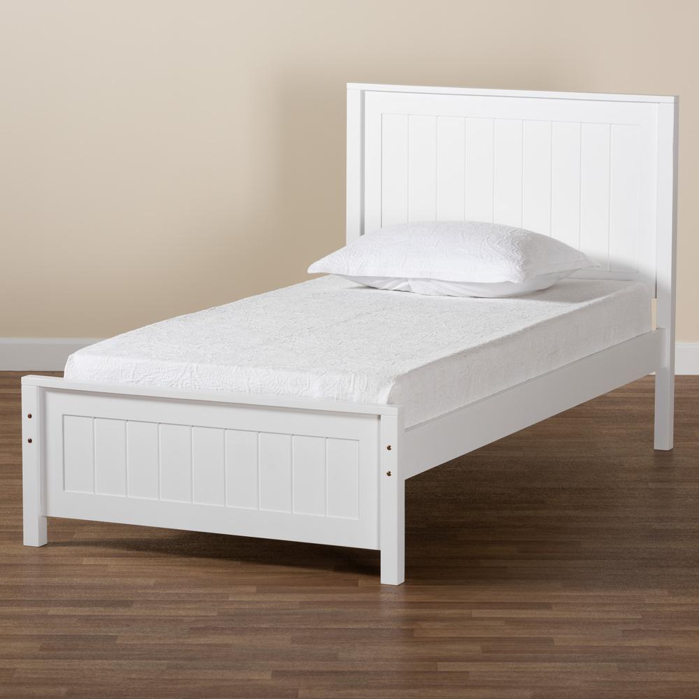 Neves Classic and Traditional White Finished Wood Twin Size Platform Bed. Picture 17