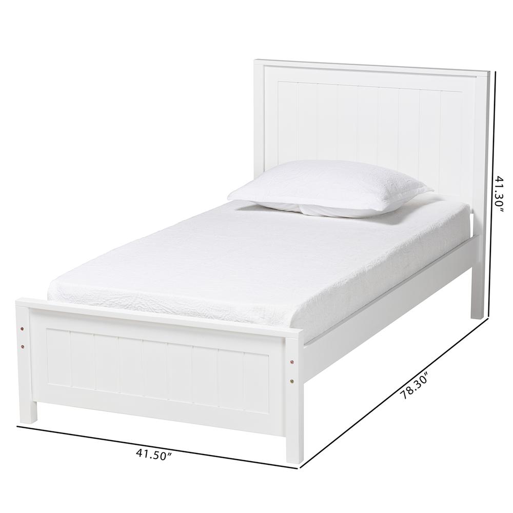 Neves Classic and Traditional White Finished Wood Twin Size Platform Bed. Picture 18