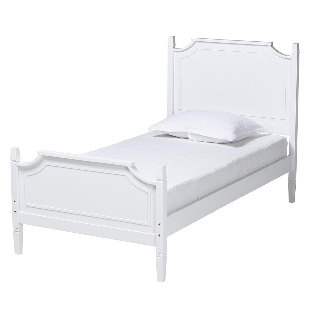 Mariana Classic and Traditional White Finished Wood Twin Size Platform Bed. Picture 11