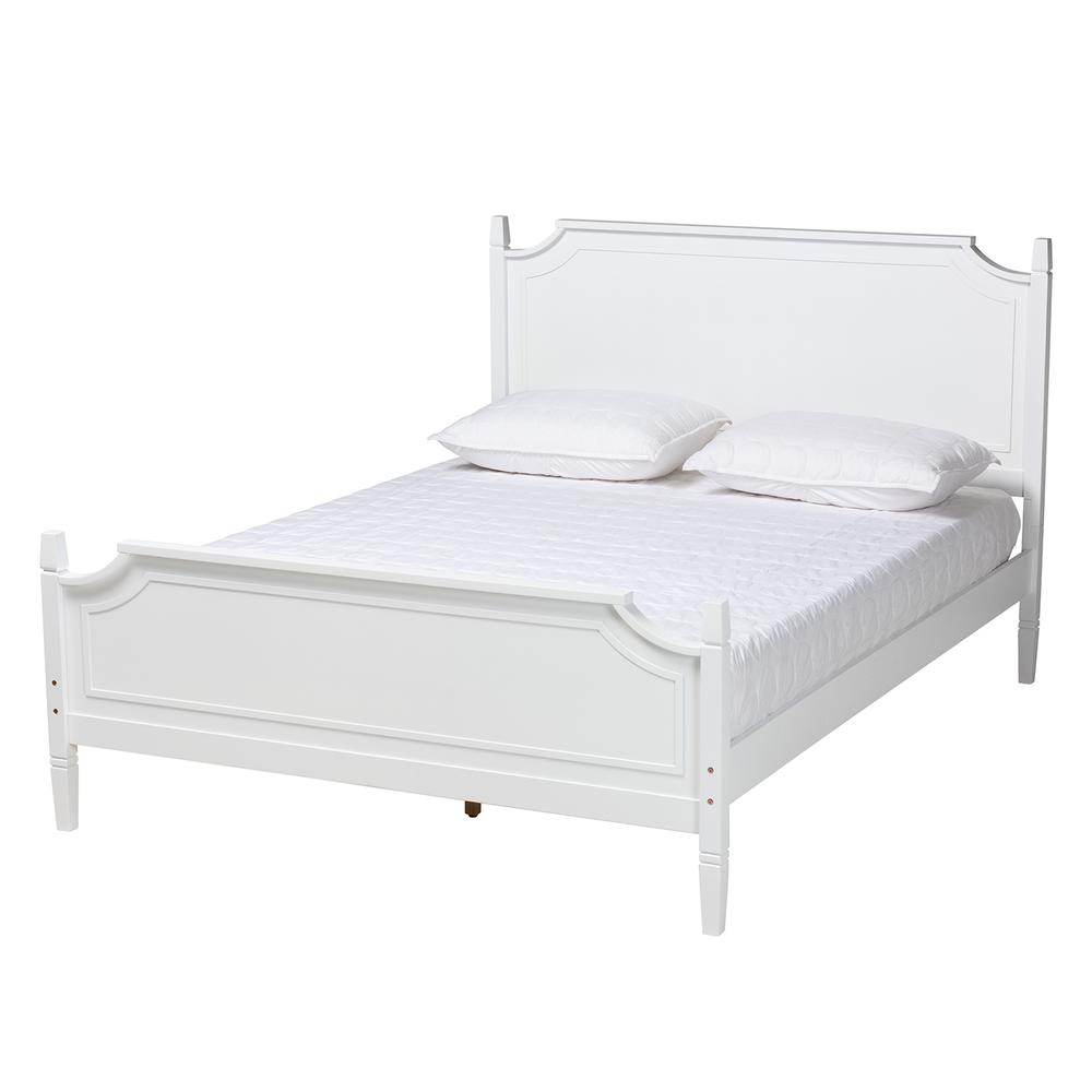 Mariana Classic and Traditional White Finished Wood Queen Size Platform Bed. Picture 10