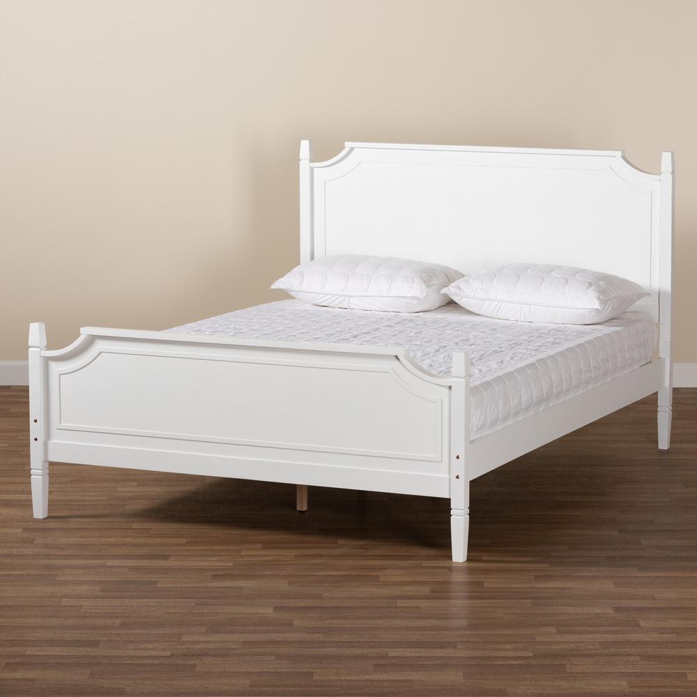 Mariana Classic and Traditional White Finished Wood Queen Size Platform Bed. Picture 17