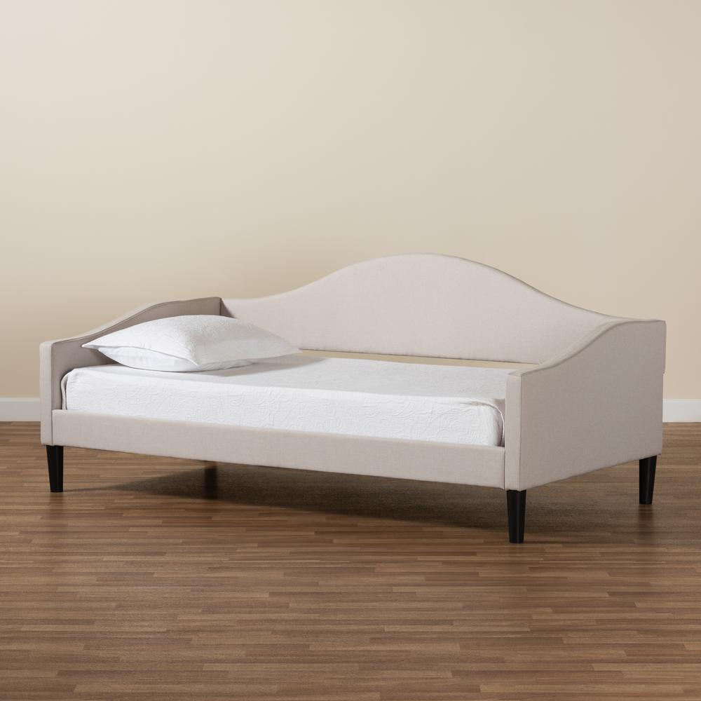 Beige Fabric Upholstered and Dark Brown Finished Wood Twin Size Daybed. Picture 17