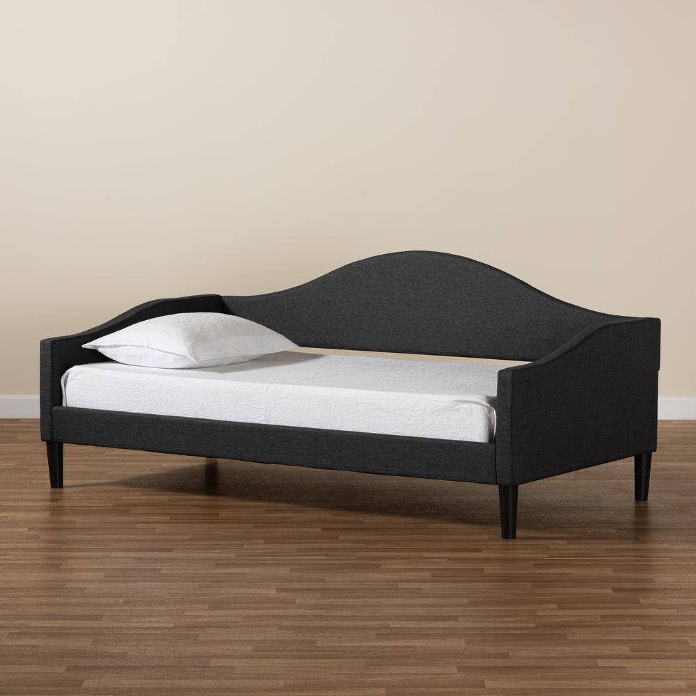 Charcoal Fabric Upholstered and Dark Brown Finished Wood Full Size Daybed. Picture 17
