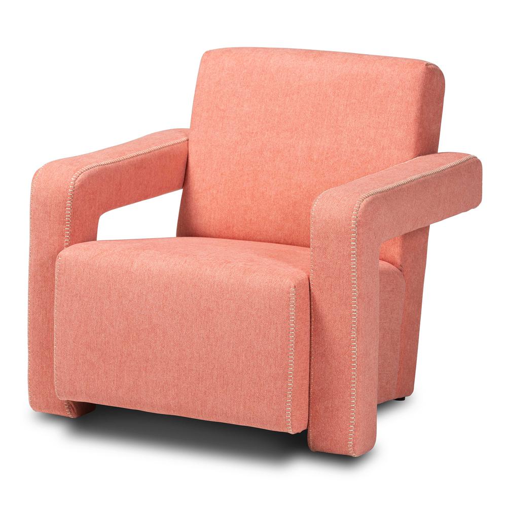 Madian Modern and Contemporary Light Red Fabric Upholstered Armchair. Picture 10