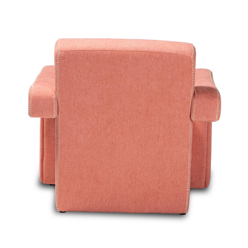 Madian Modern and Contemporary Light Red Fabric Upholstered Armchair. Picture 13