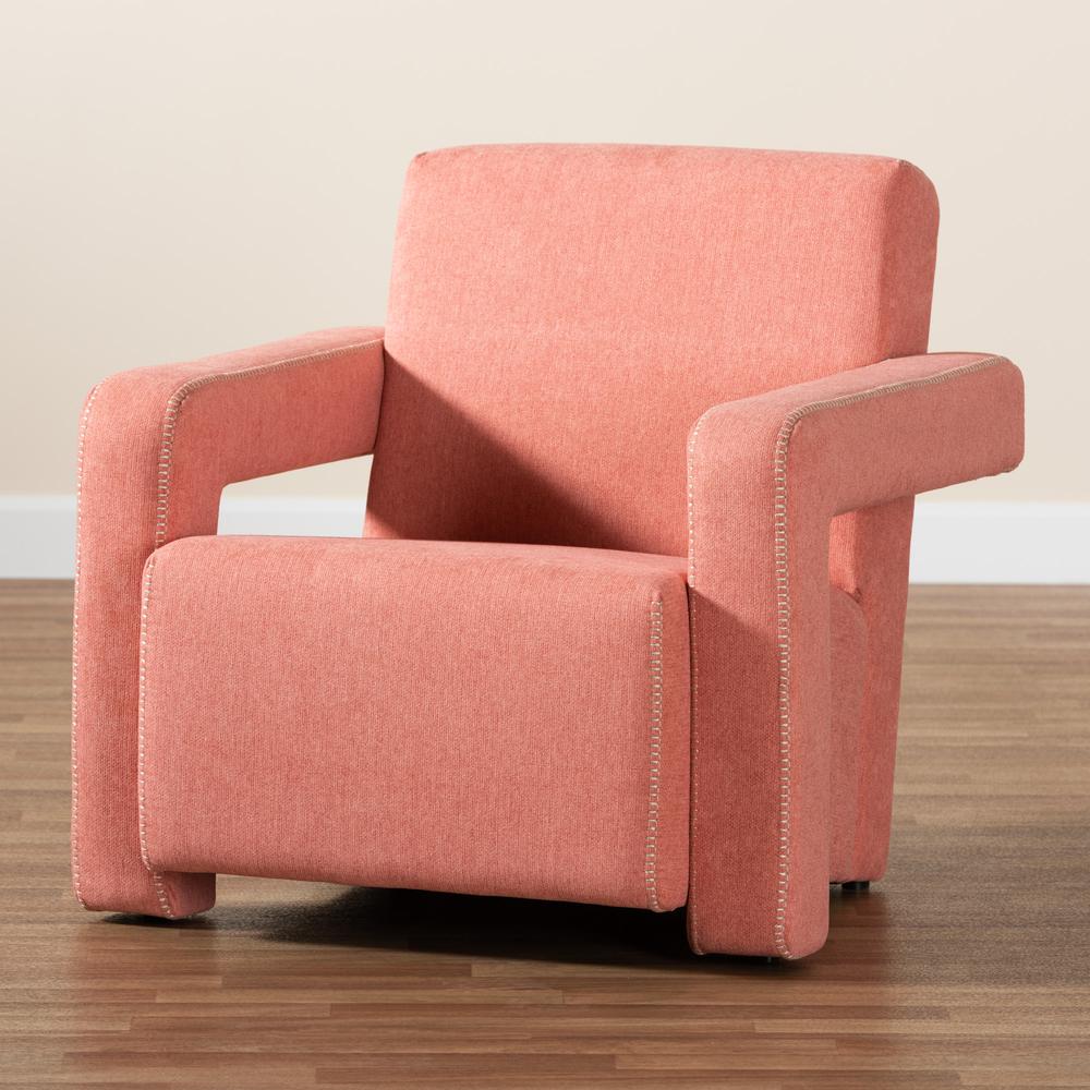 Madian Modern and Contemporary Light Red Fabric Upholstered Armchair. Picture 17