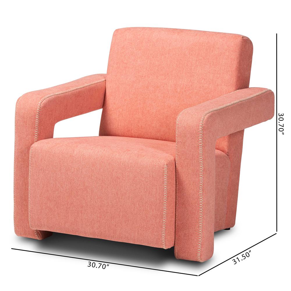 Madian Modern and Contemporary Light Red Fabric Upholstered Armchair. Picture 18