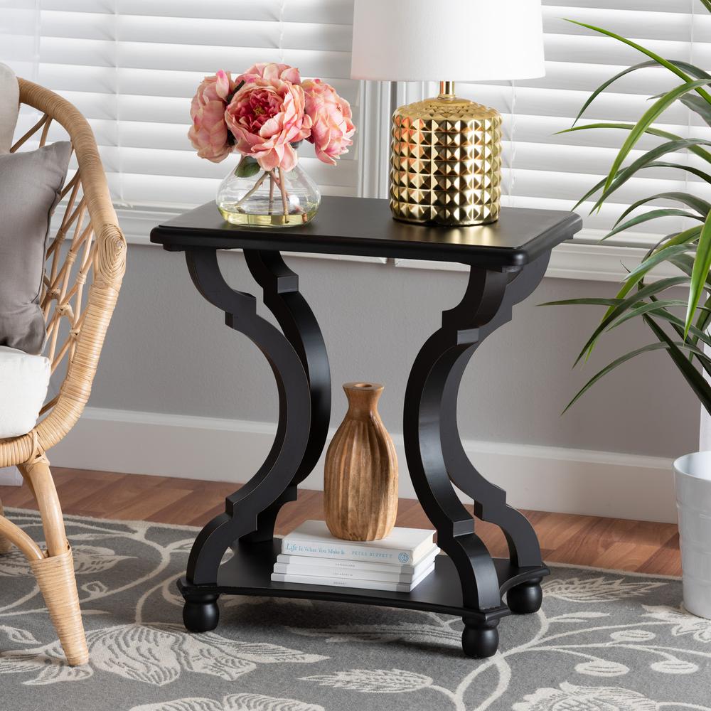 Baxton Studio Cianna Classic and Traditional Black Wood End Table. Picture 16