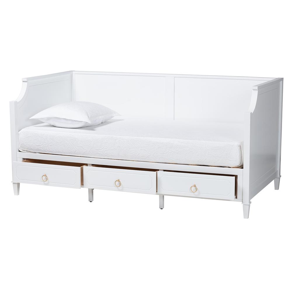 Baxton Studio Lowri Classic and Traditional White Finished Wood Twin Size 3-Drawer Daybed. Picture 3