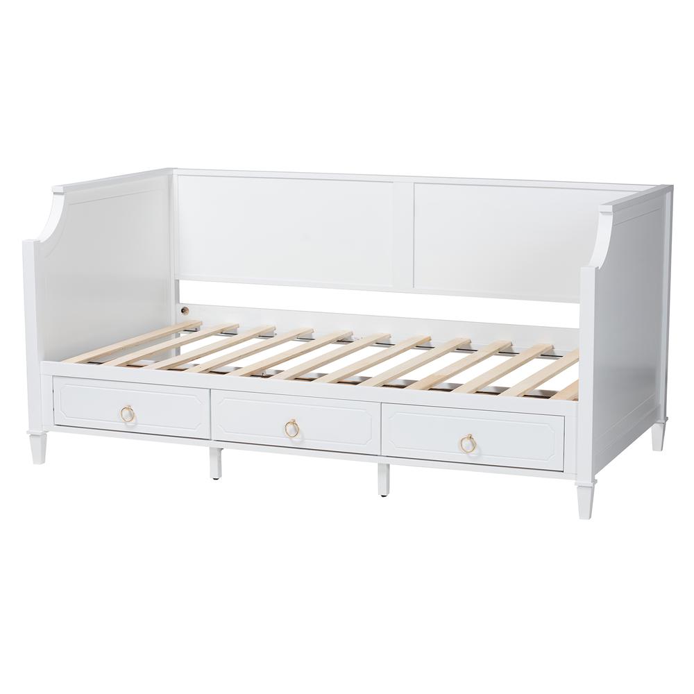 Baxton Studio Lowri Classic and Traditional White Finished Wood Twin Size 3-Drawer Daybed. Picture 5