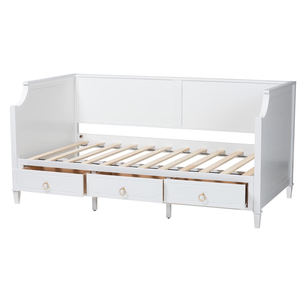 Baxton Studio Lowri Classic and Traditional White Finished Wood Twin Size 3-Drawer Daybed. Picture 6