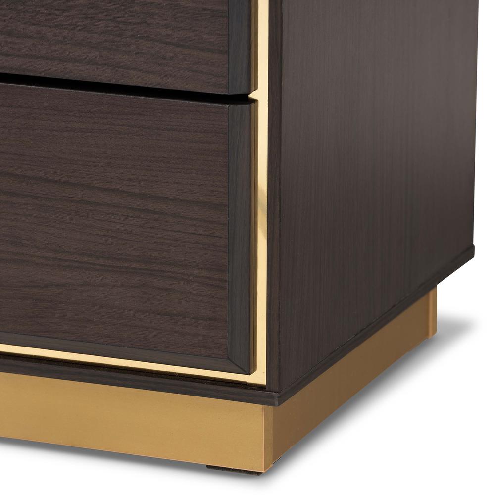 Espresso Brown Finished Wood and Gold Metal 8-Drawer Dresser. Picture 16