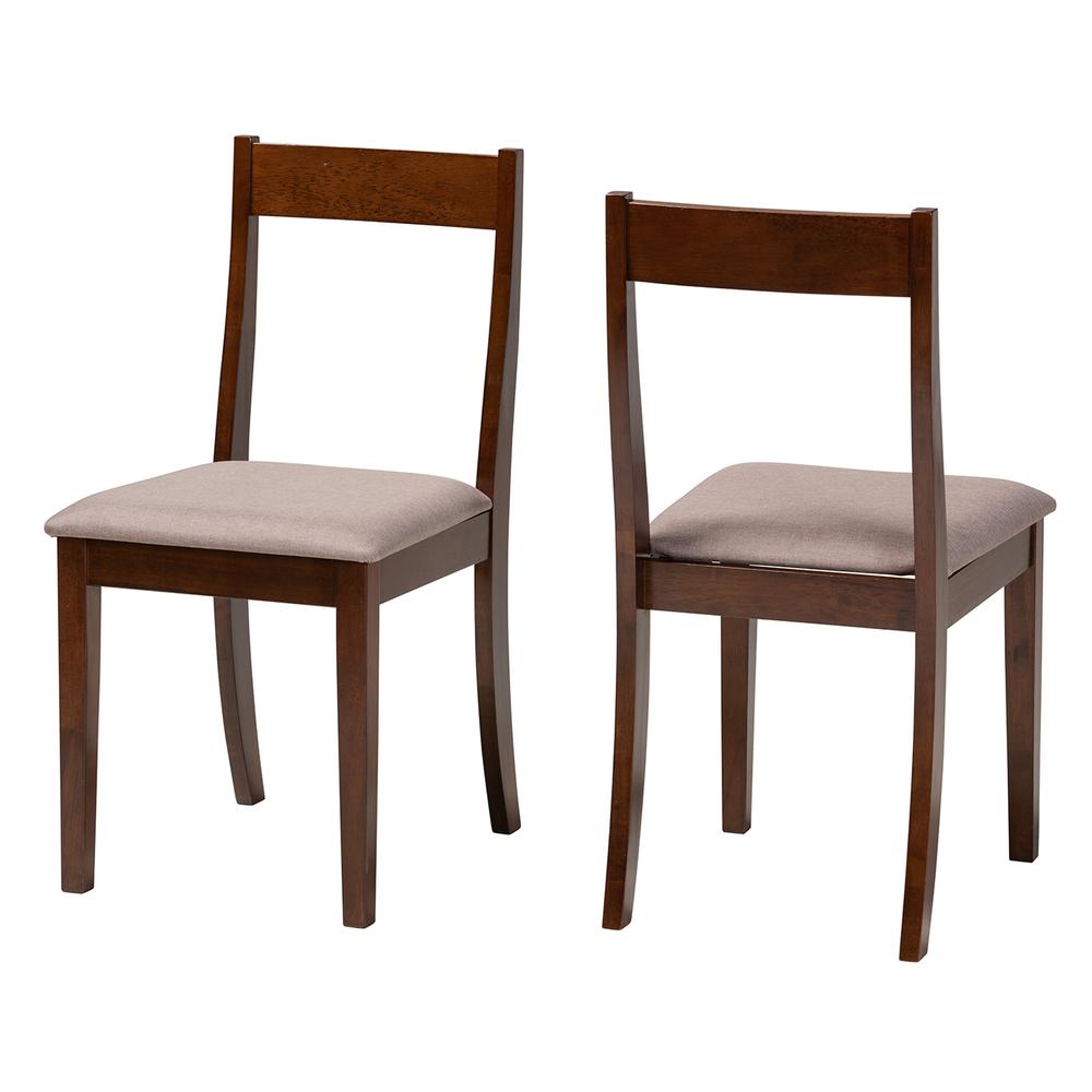Warm Grey Fabric and Dark Brown Finished Wood 2-Piece Dining Chair Set. Picture 10