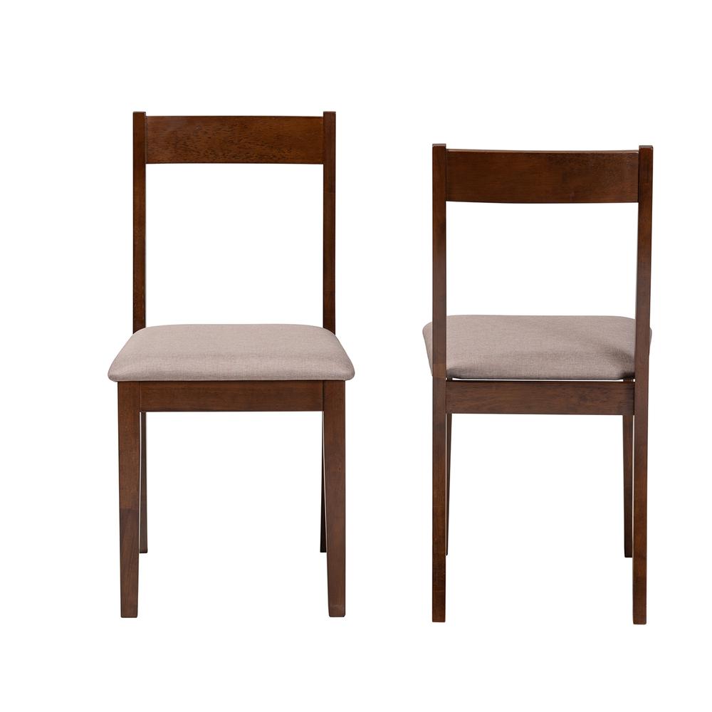 Warm Grey Fabric and Dark Brown Finished Wood 2-Piece Dining Chair Set. Picture 11