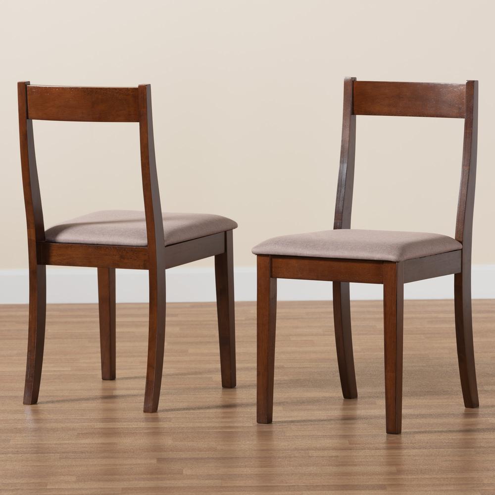 Warm Grey Fabric and Dark Brown Finished Wood 2-Piece Dining Chair Set. Picture 17