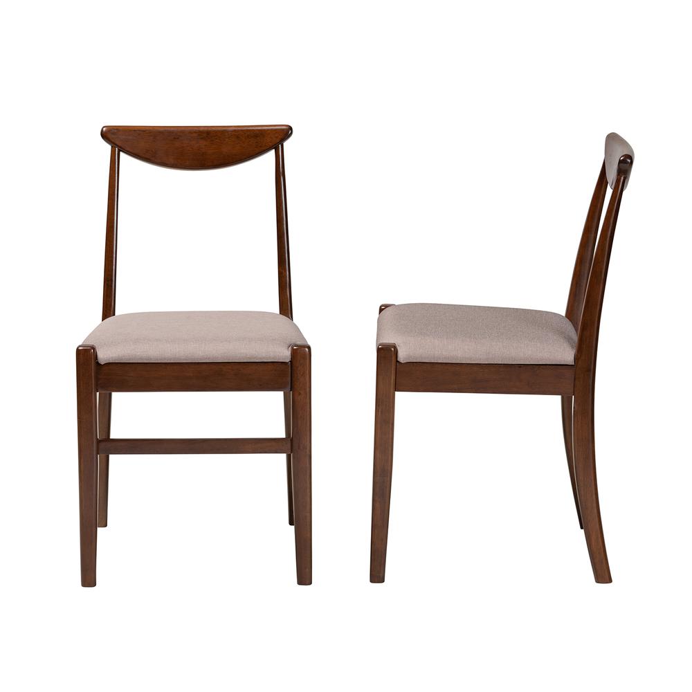 Warm Grey Fabric and Dark Brown Finished Wood 2-Piece Dining Chair Set. Picture 12