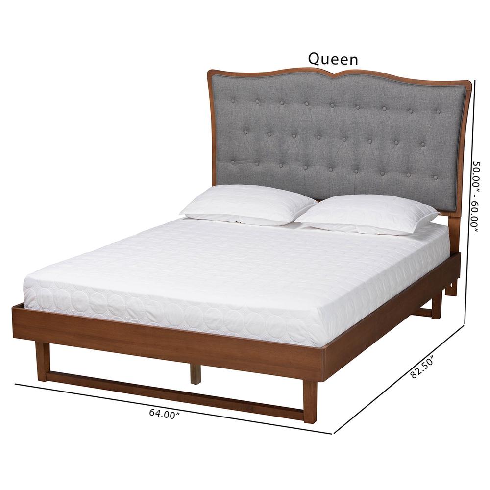 Walnut Brown Finished Wood Queen Size Platform Bed. Picture 20