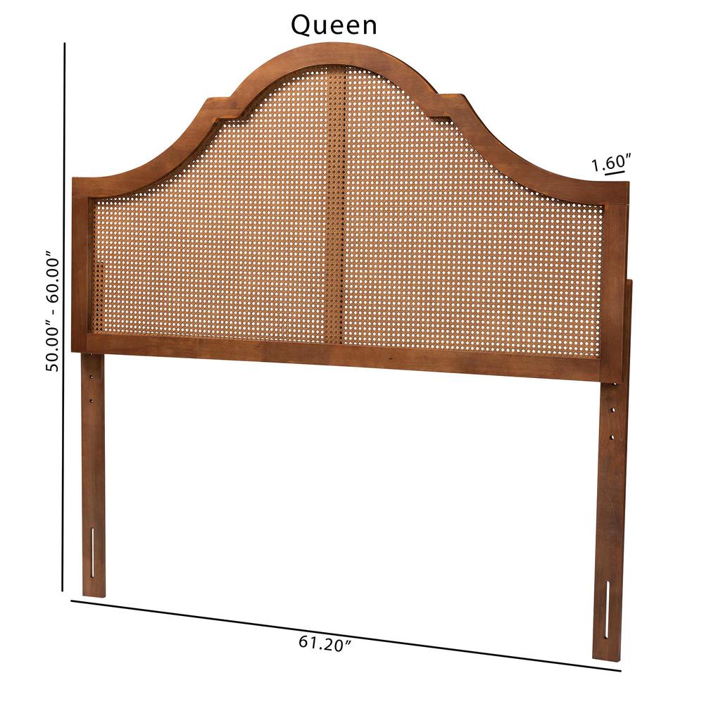 Traditional Ash Walnut Finished Wood King Size Headboard with Rattan. Picture 16