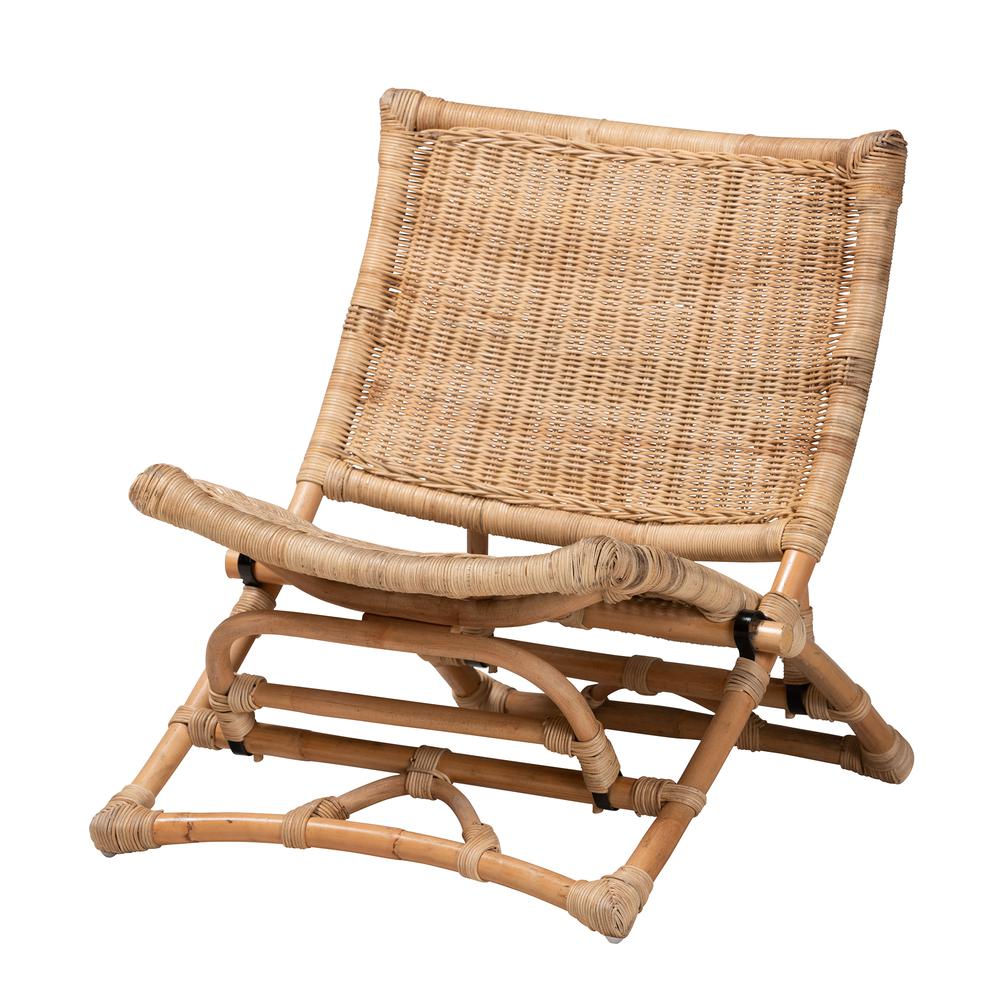 Bohemian Natural Brown Antique Rattan Foldable Lounge Chair. Picture 12