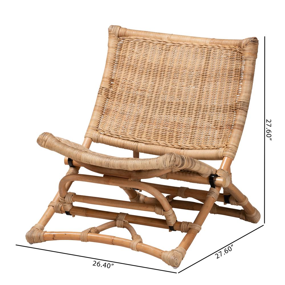 Bohemian Natural Brown Antique Rattan Foldable Lounge Chair. Picture 22