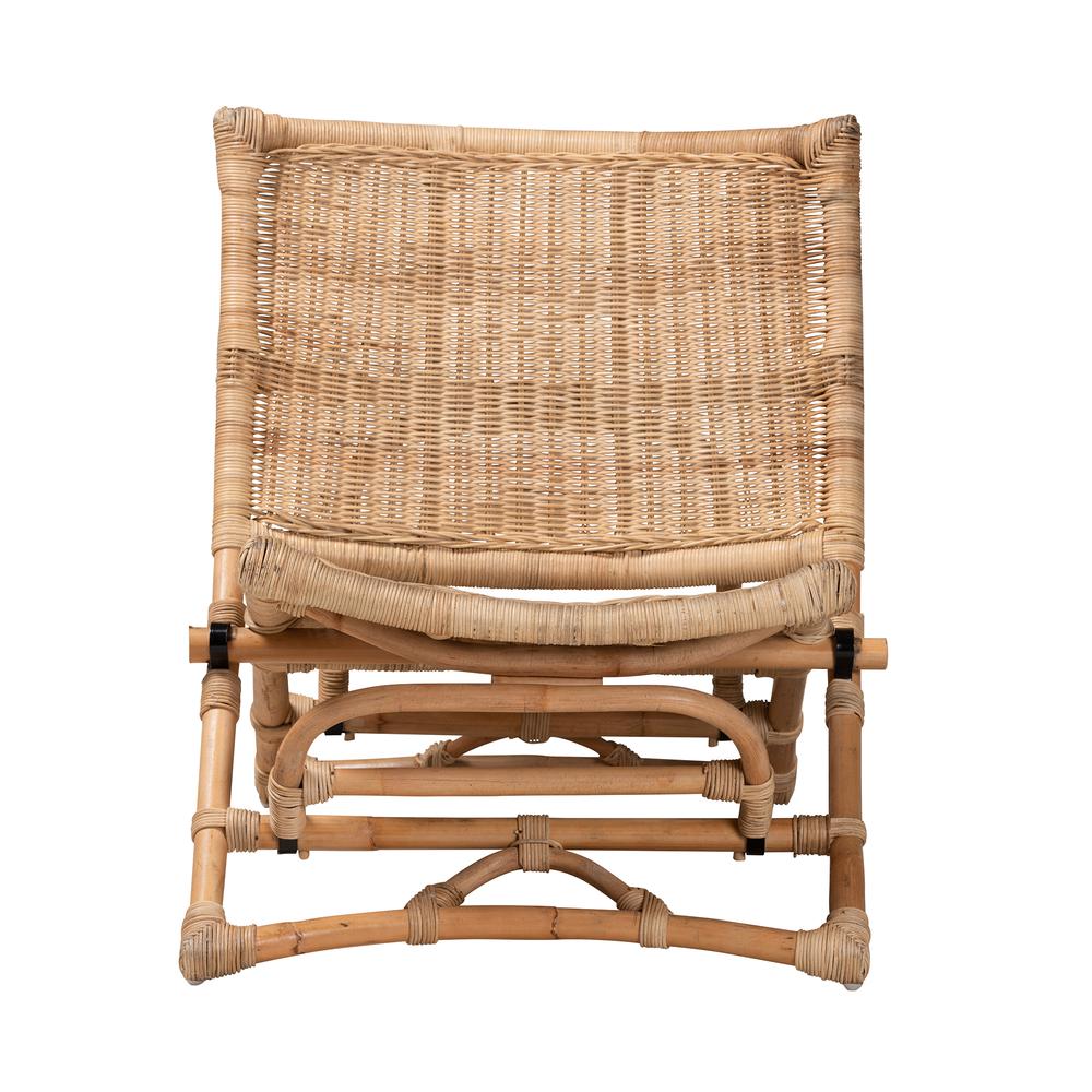Bohemian Natural Brown Antique Rattan Foldable Lounge Chair. Picture 13