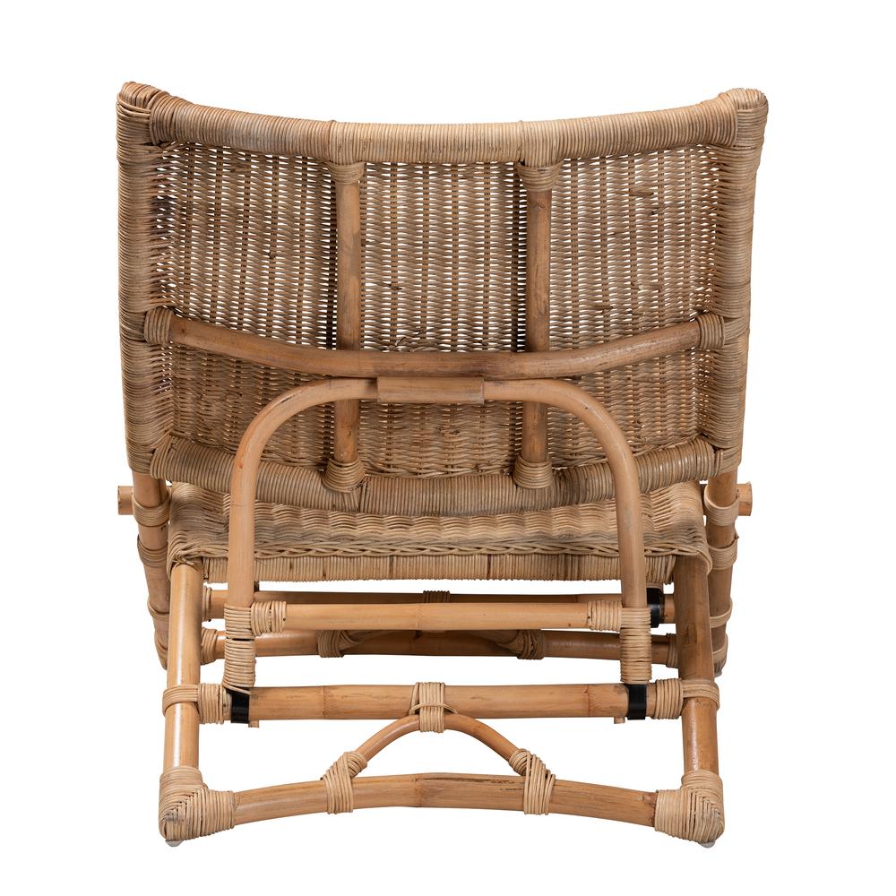 Bohemian Natural Brown Antique Rattan Foldable Lounge Chair. Picture 15