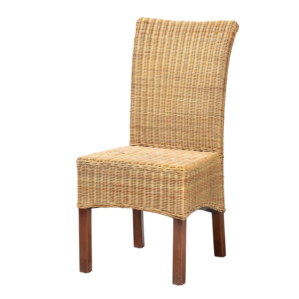 Bohemian Natural Rattan and Mahogany Wood Dining Chair. Picture 11