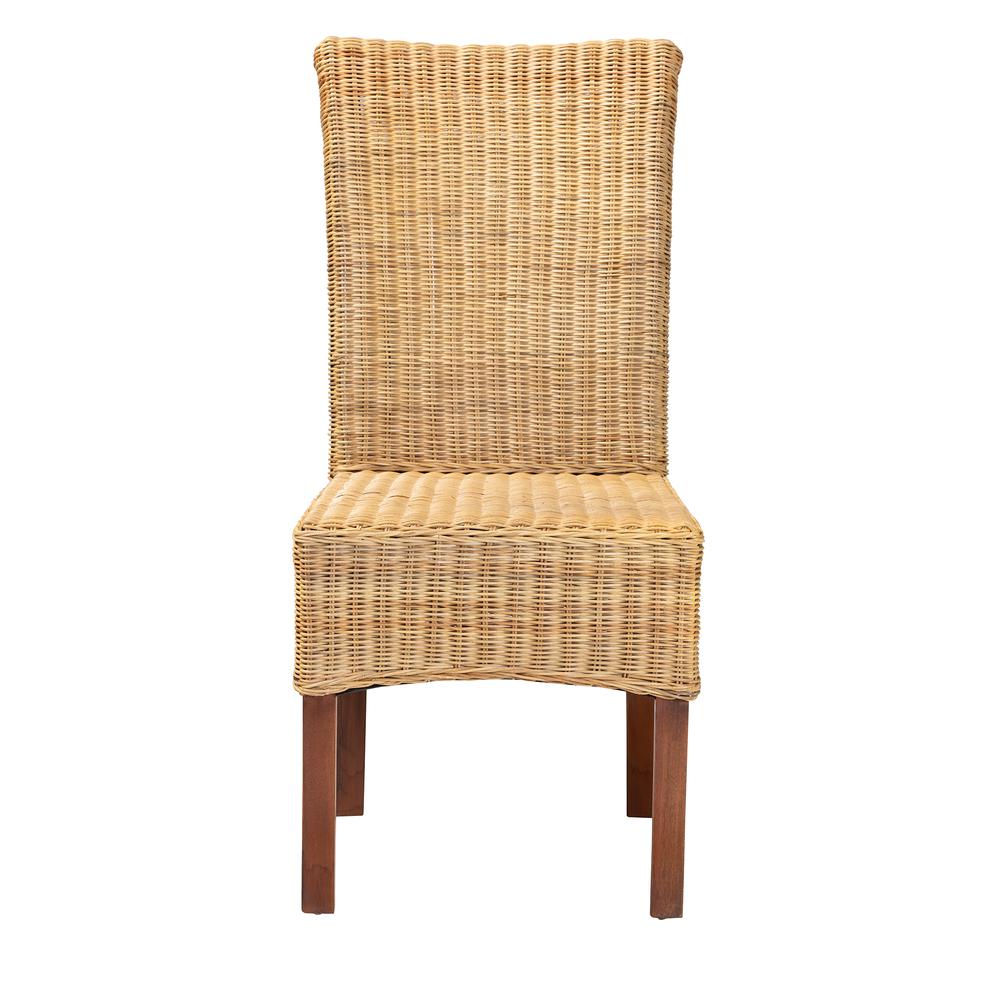 Bohemian Natural Rattan and Mahogany Wood Dining Chair. Picture 12