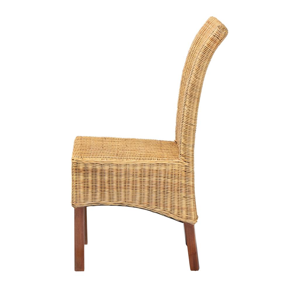 Bohemian Natural Rattan and Mahogany Wood Dining Chair. Picture 13