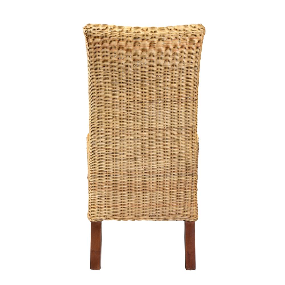 Bohemian Natural Rattan and Mahogany Wood Dining Chair. Picture 14