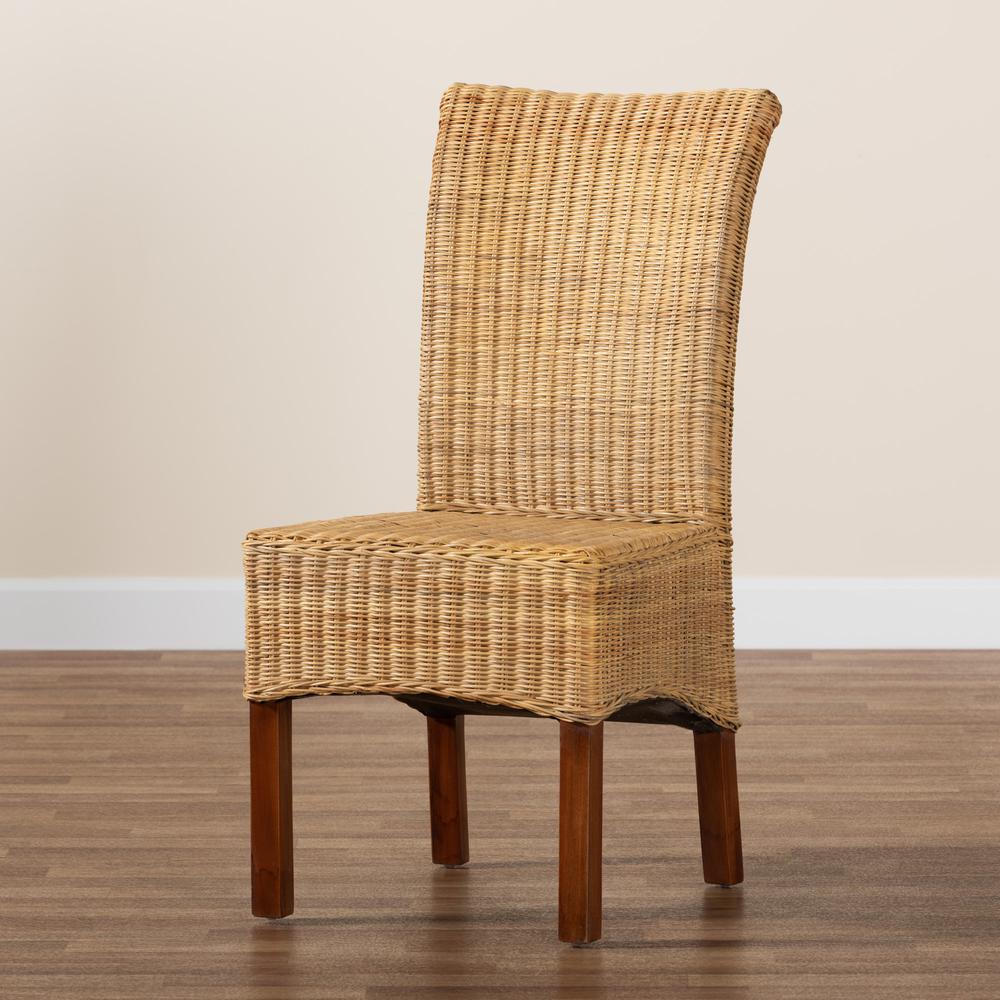Bohemian Natural Rattan and Mahogany Wood Dining Chair. Picture 19