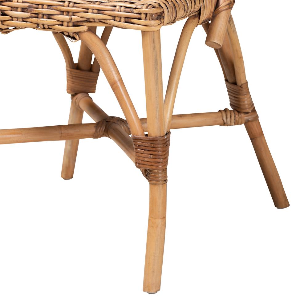 bali & pari Neola Modern Bohemian Natural Rattan 2-Piece Dining Chair Set. Picture 14