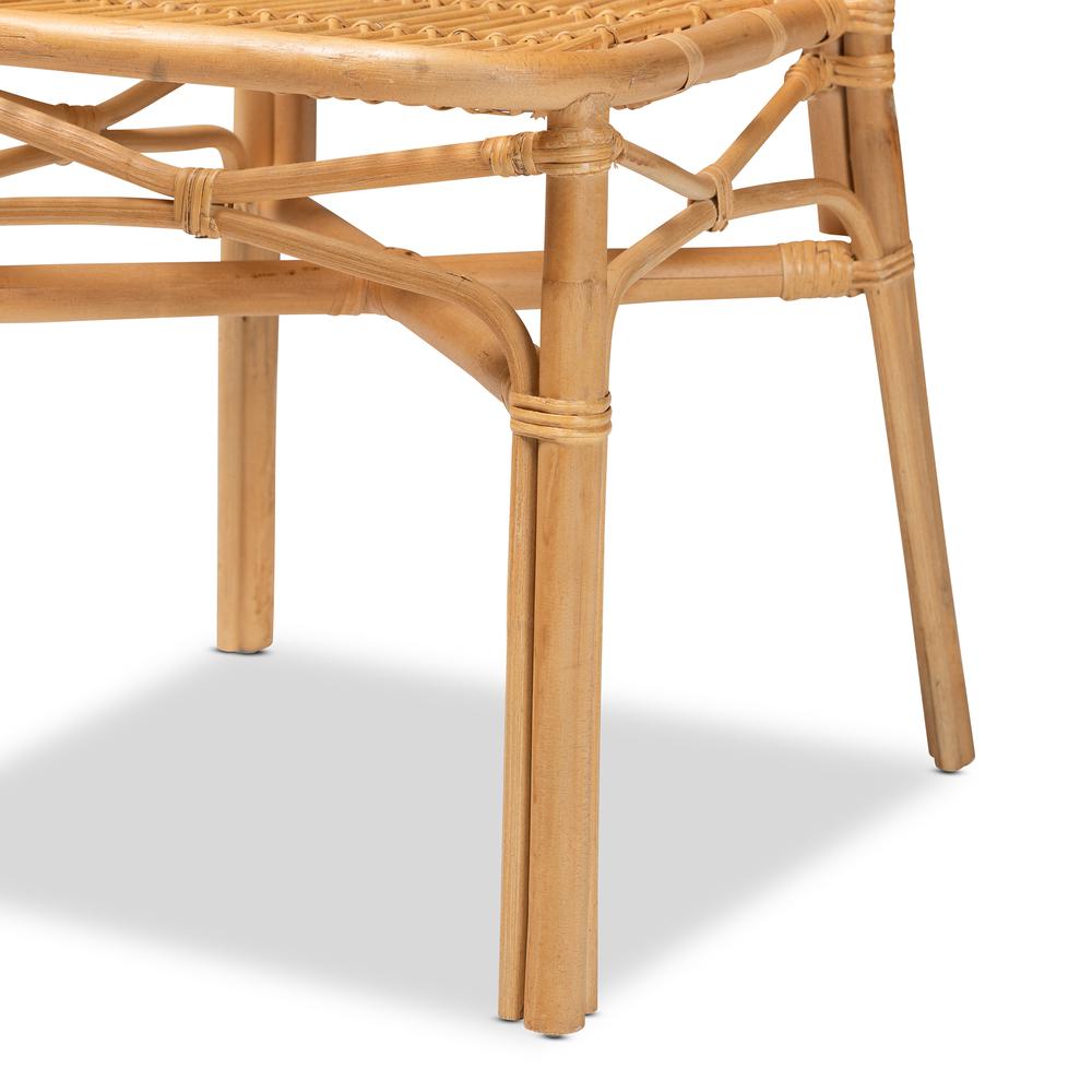 bali & pari Ivora Modern Bohemian Natural Brown Rattan 2-Piece Dining Chair Set. Picture 14