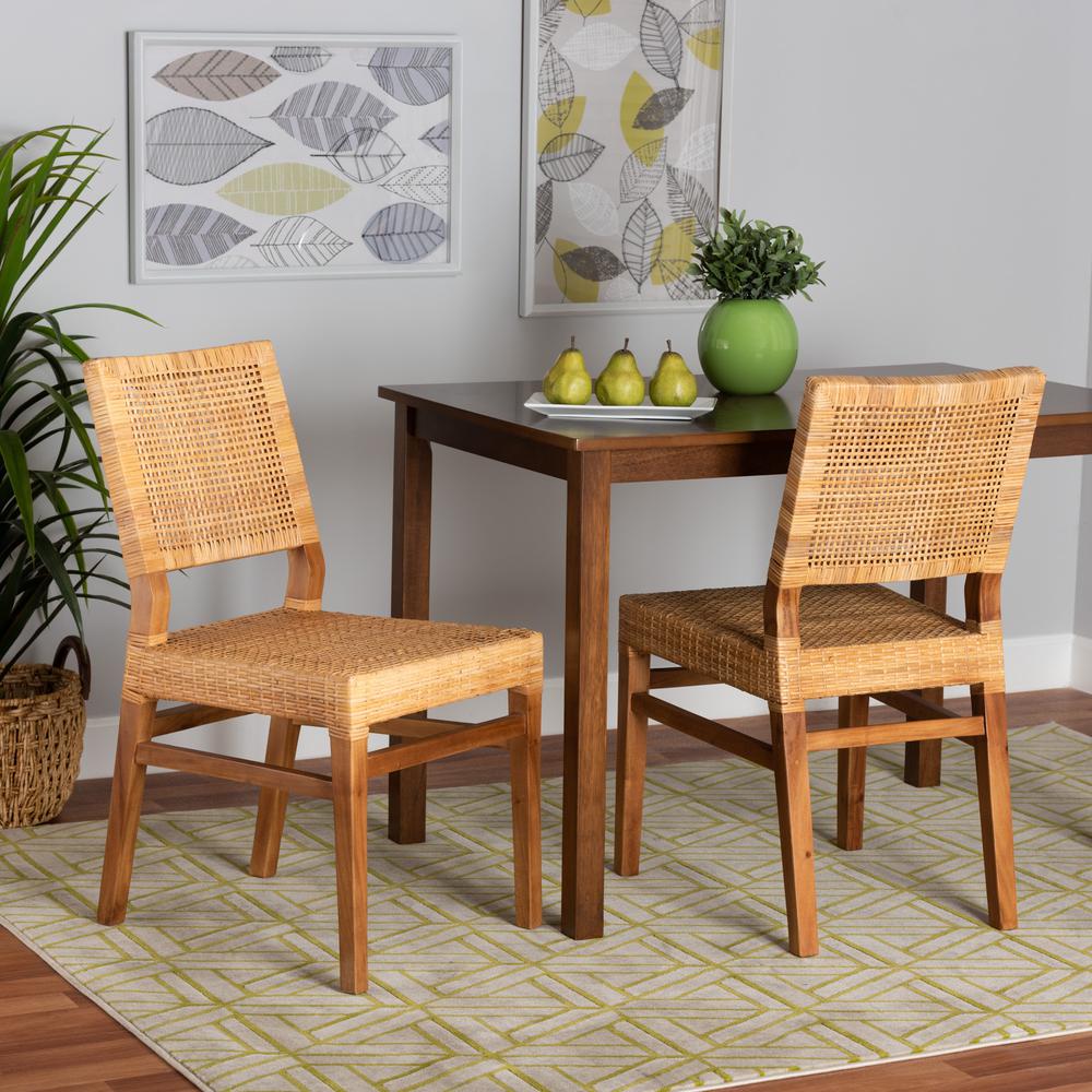Walnut Brown Mahogany Wood 2-Piece Dining Chair Set. Picture 16