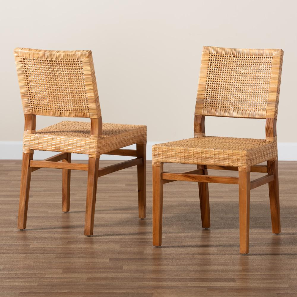 Walnut Brown Mahogany Wood 2-Piece Dining Chair Set. Picture 17
