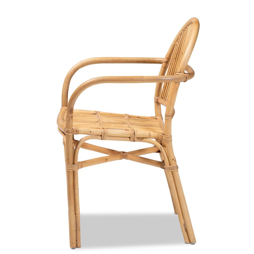 bali & pari Tugera Modern Bohemian Natural Brown Rattan Dining Chair. Picture 13