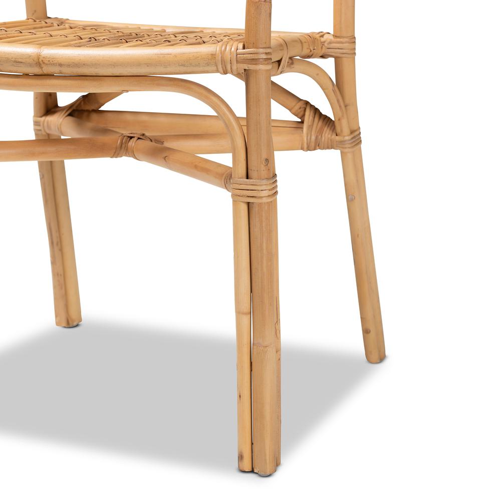 bali & pari Tugera Modern Bohemian Natural Brown Rattan Dining Chair. Picture 16