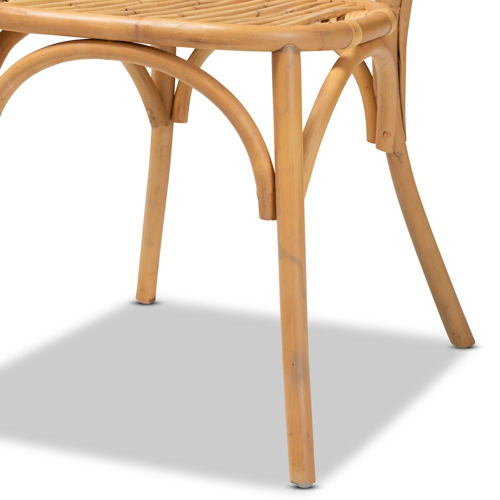 bali & pari Wina Modern Bohemian Natural Brown Rattan 2-Piece Dining Chair Set. Picture 14