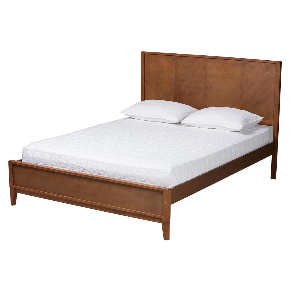 Carver Classic Transitional Ash Walnut Finished Wood Queen Size Platform Bed. Picture 11