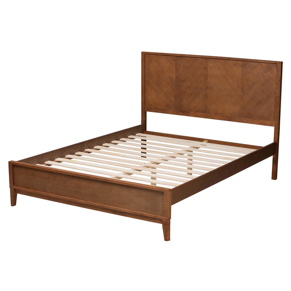 Carver Classic Transitional Ash Walnut Finished Wood Queen Size Platform Bed. Picture 13