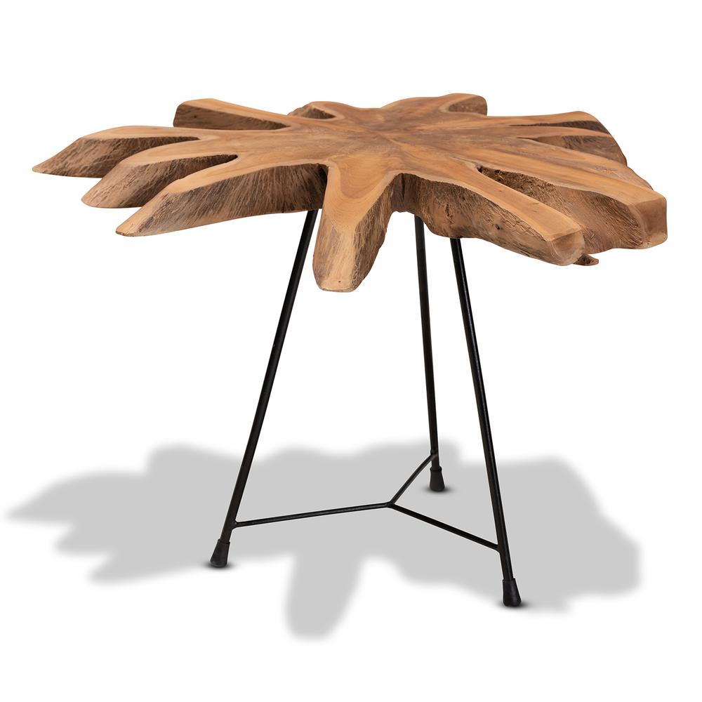 Black End Table with Teak Tree Trunk Tabletop. Picture 9