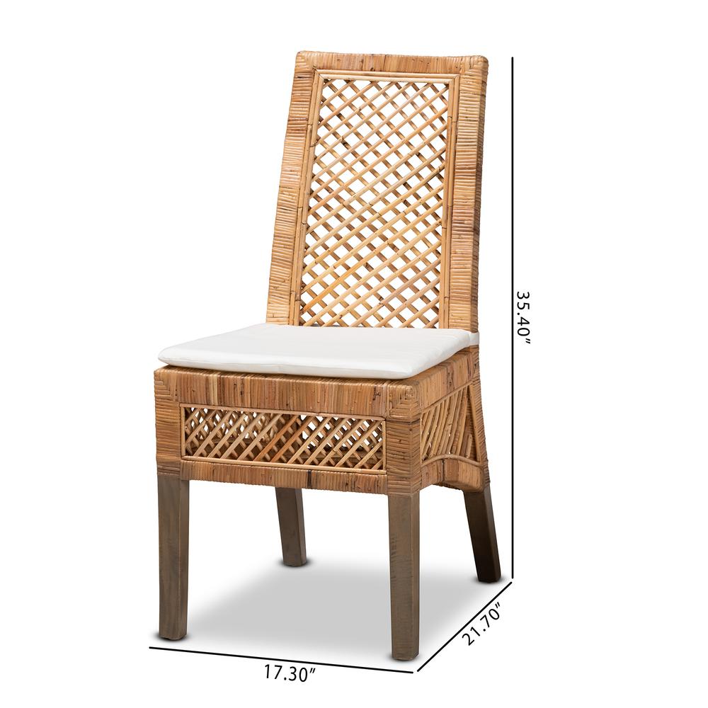 bali & pari Argos Modern Bohemian  Natural Brown Rattan 2-Piece Dining Chair Set. Picture 18
