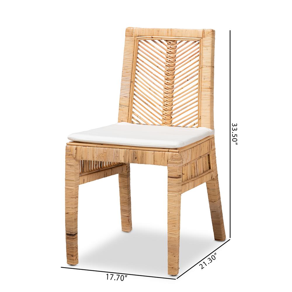 bali & pari Suci Modern Bohemian Natural Brown Rattan 2-Piece Dining Chair Set. Picture 18