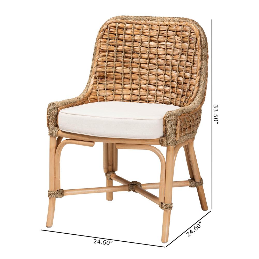 Bohemian Natural Brown Woven Rattan Dining Side Chair With Cushion. Picture 20