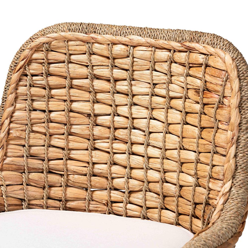 Bohemian Natural Brown Woven Rattan Counter Stool with Cushion. Picture 15