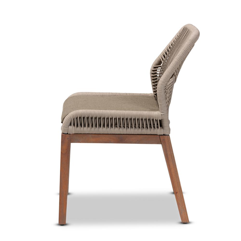 Jennifer Mid-Century Transitional Grey Woven Rope Mahogany Dining Side Chair. Picture 13