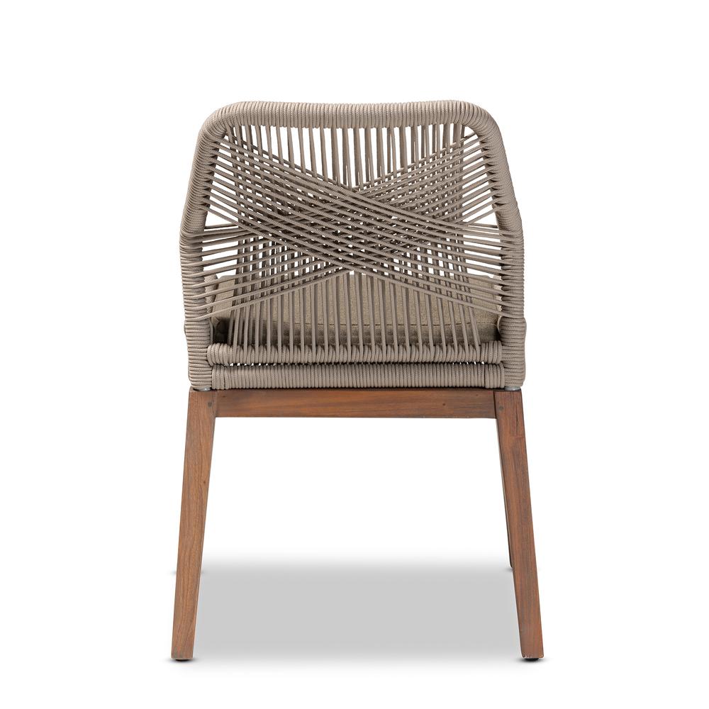Jennifer Mid-Century Transitional Grey Woven Rope Mahogany Dining Side Chair. Picture 14