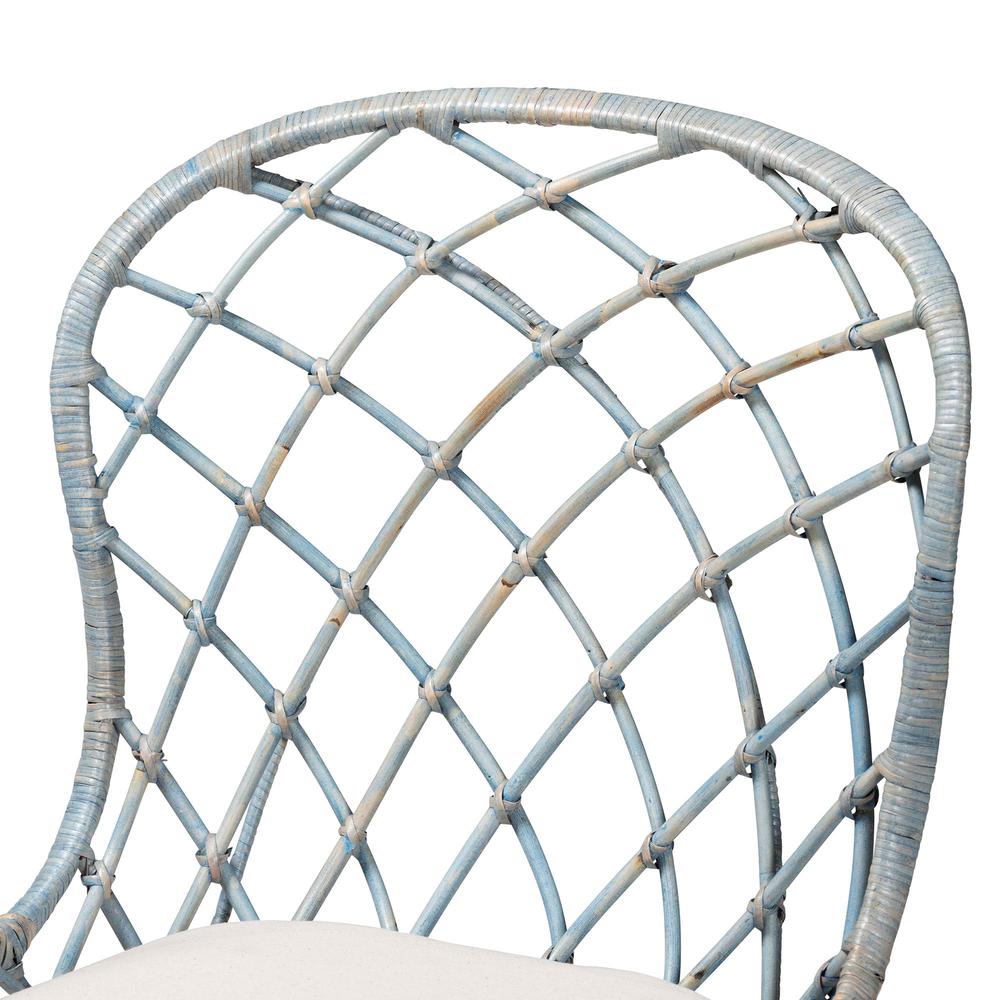 Light Blue Rattan 2-Piece Dining Chair Set. Picture 13
